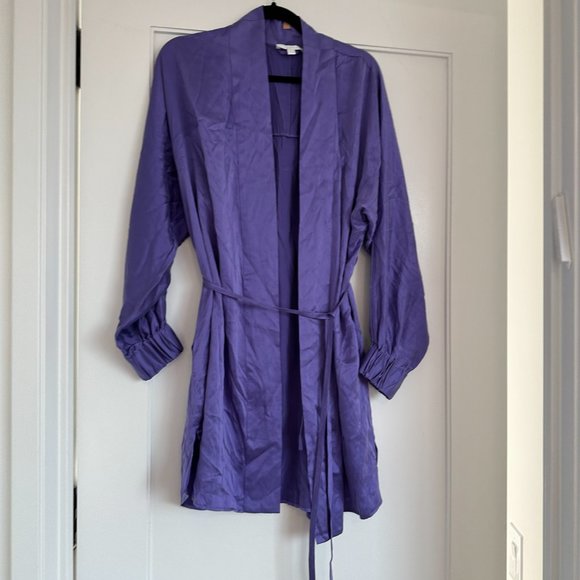 Lunya Washable Silk Robe SZ XS/S Purple Hypoallergenic Removable Belt - Picture 3 of 8